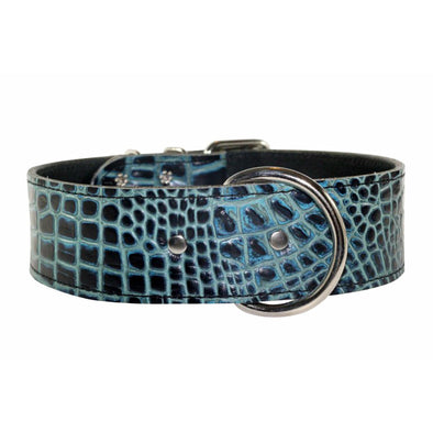 Bulldog Turquoise Leather Dog Collar