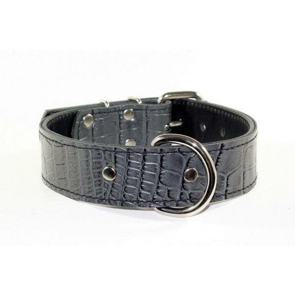  grey leather dog collar - doberman grey dog collar