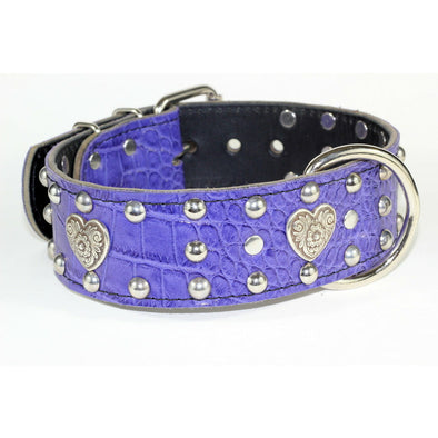 Leather Studded Heart Dog Collar