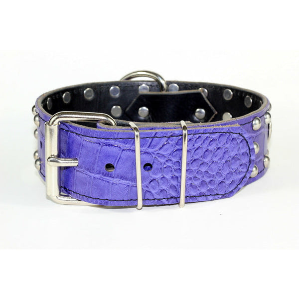 purple embossed leather collar