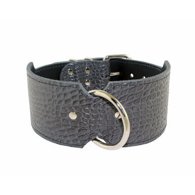 Wide Grey Embossed Alligator Collar