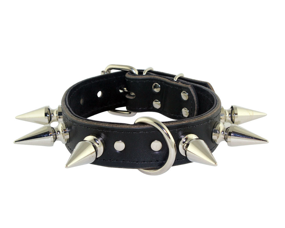 Black Suede Extreme Spiked Leather Collar