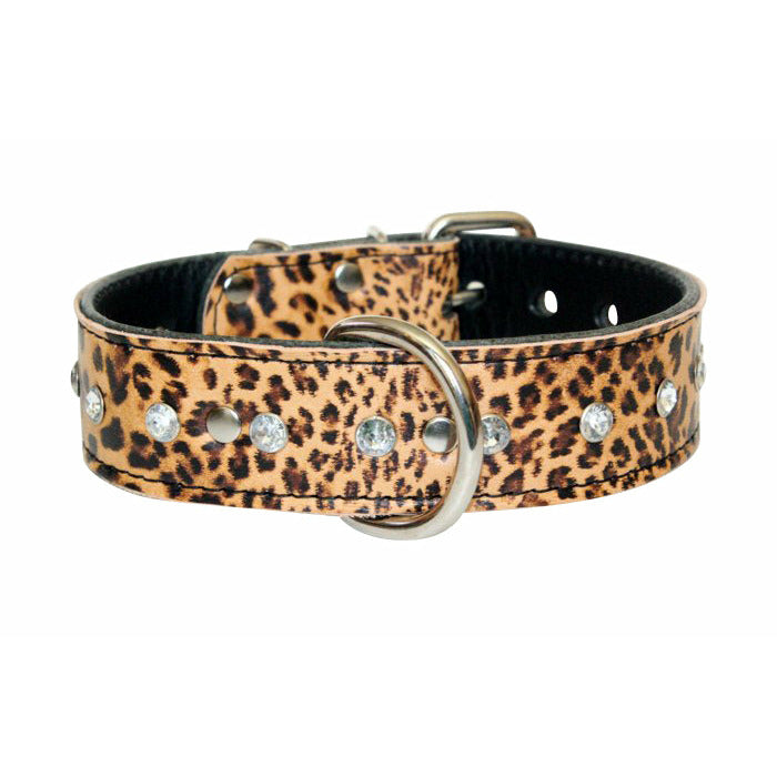 Cheetah Leather Dog Collar
