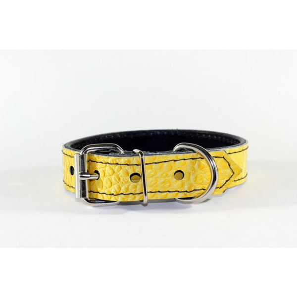 yellow embossed croc collar