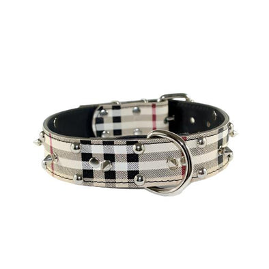 Spiked Classic Plaid Dog Collar