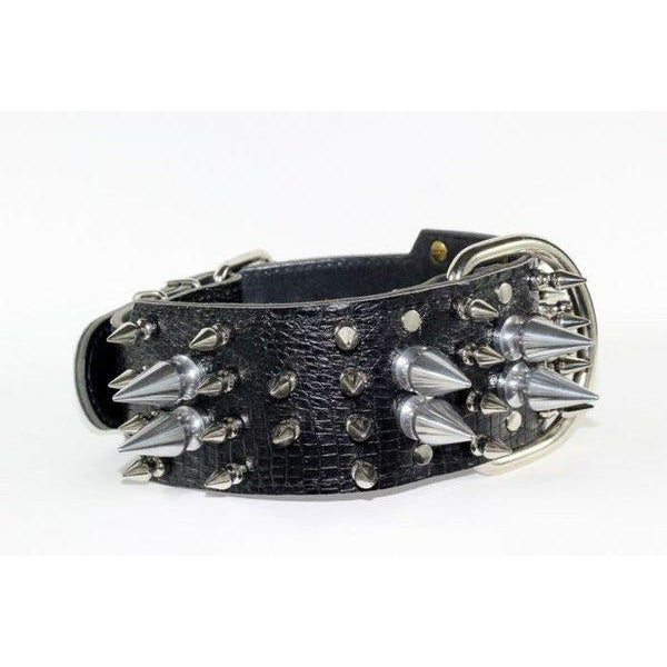 EXTREME SPIKED LEATHER BLACK DOG COLLAR