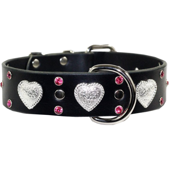 Black Leather Doberman Heart Dog Collar