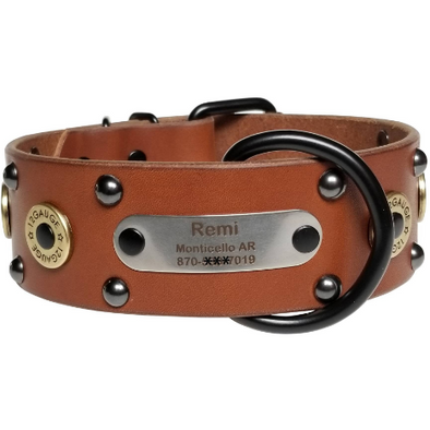 Leather Shotgun Shell Name Dog Collar