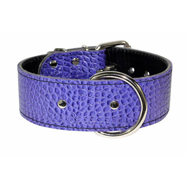 lavender embossed croc leather dog collar 