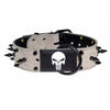 Grey Spiked Punisher Leather Dog Collar