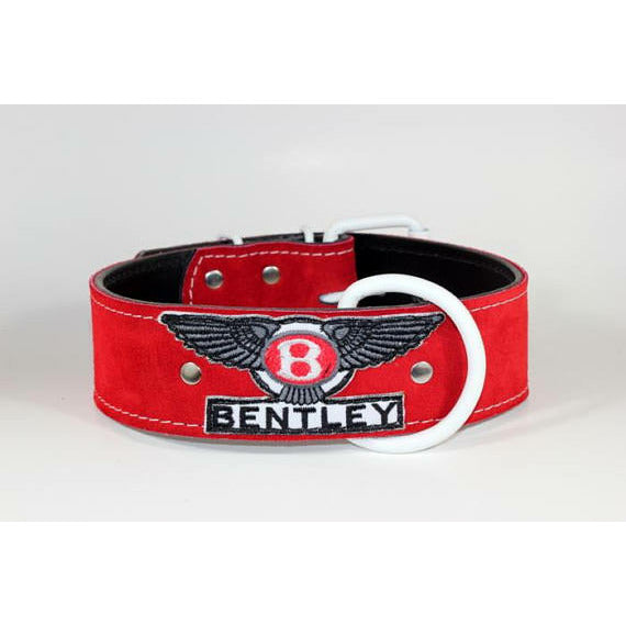 red bentley leather dog collar