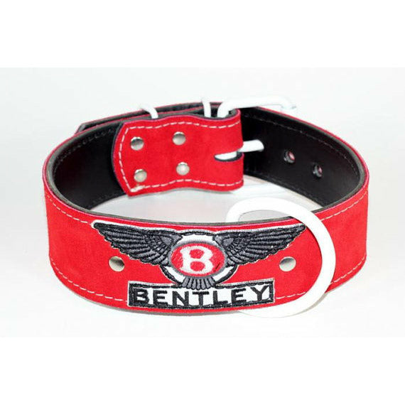 red suede leather bentley dog collar