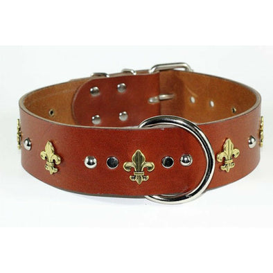 Leather Fleur De Lis Dog Collar