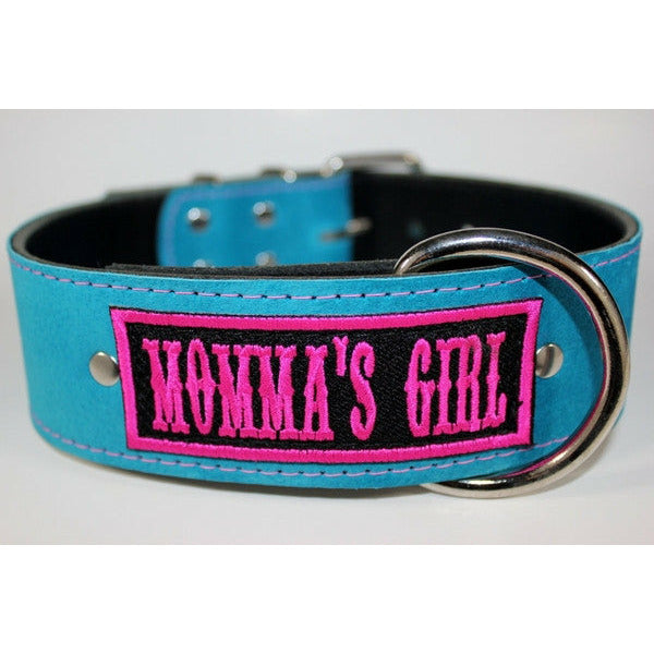 mommas girl leather dog collar