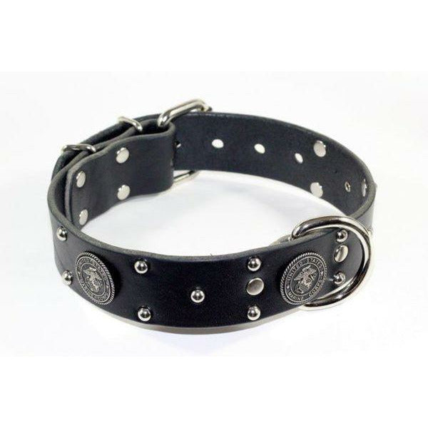 United Stated Marine Leather Dog Collar