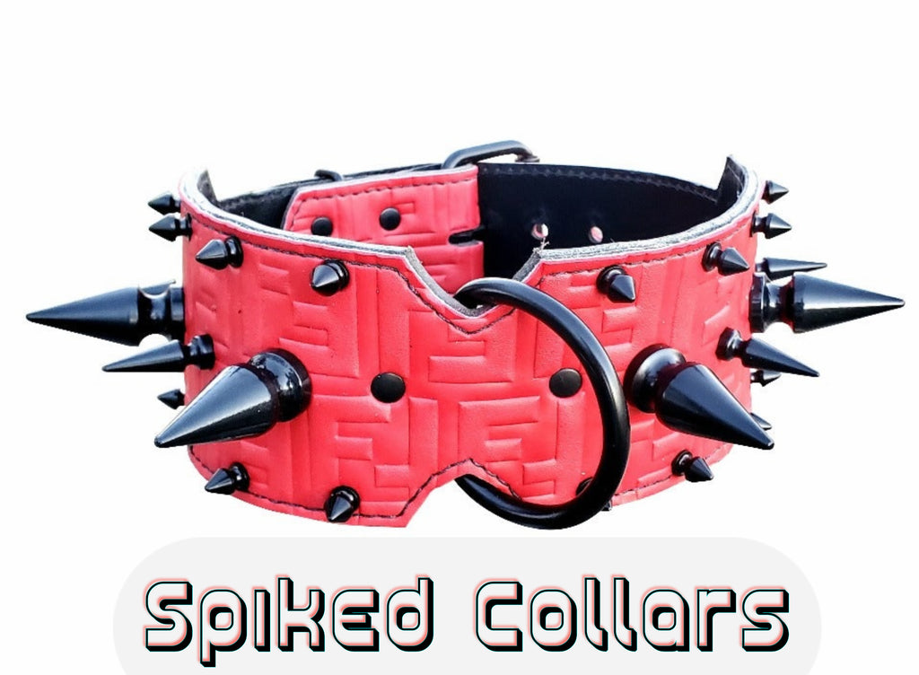 spiiked leather hand made dog collars
